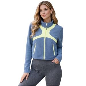 NWT Free People Movement In The Zone Fleece Jacket Skyline & Sour Citrus, Size S